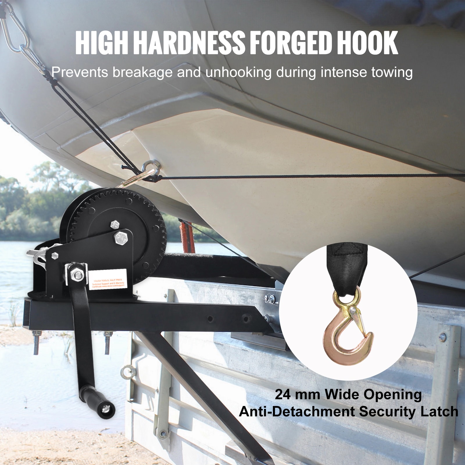 Hand Winch With Polyester Strap And Two Way Ratchet For Trailer_voghion.com